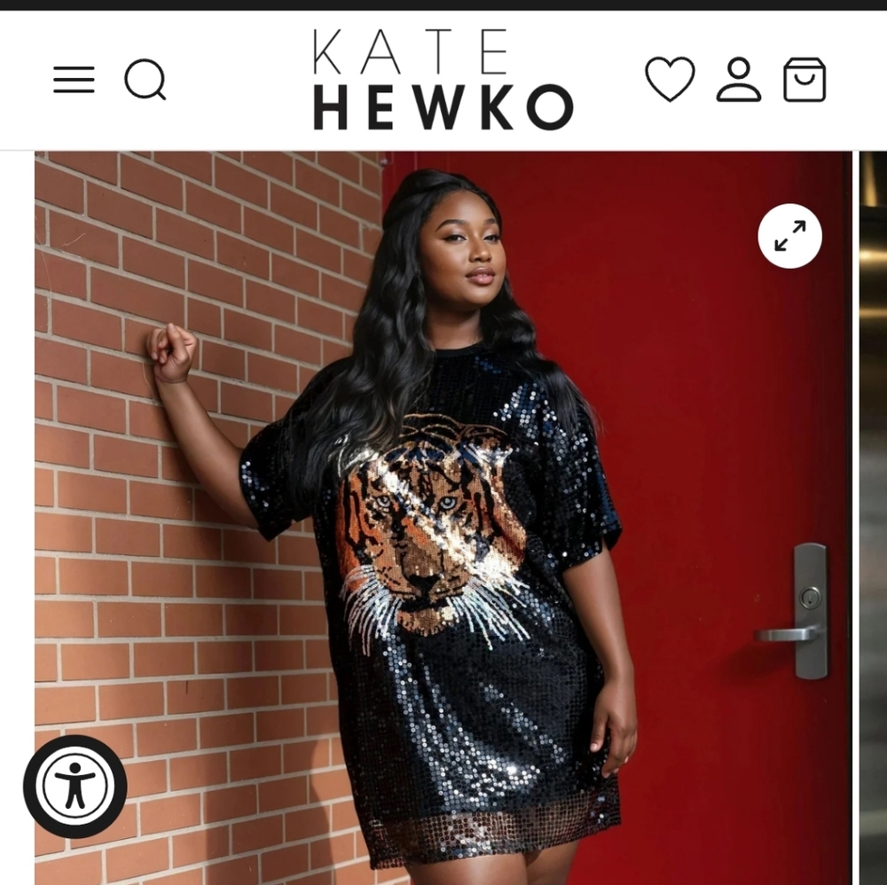 Kate Hewko Black Sequin Tiger Mini Dress in CURVE size 🐯
